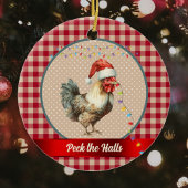 Grappige Rooster Peck de Hallen Kerstverlichting Keramisch Ornament