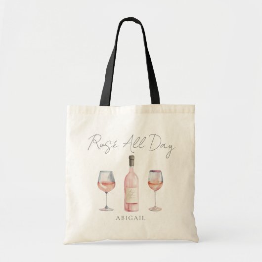 Grappige rosé hele dag wijnliefhebber tote bag (Voorkant)