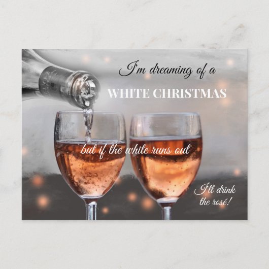 Grappige Rosé Wijn Kerst Ansichtkaart Feestdagenkaart (Voorkant)