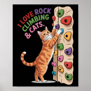Grappige Rots klimmende Kat Liefhebber Indoor Avon Poster