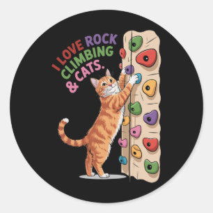 Grappige Rots klimmende Kat Liefhebber Indoor Avon Ronde Sticker