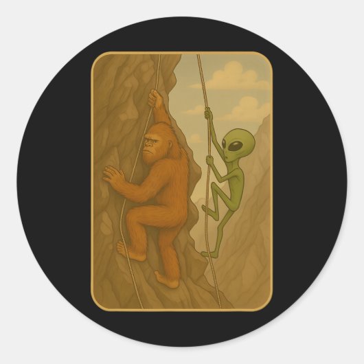 Grappige rotsklimmen Boulder klimmende muren Meme Ronde Sticker (Voorkant)