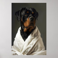 Grappige Rottweiler-badjas kunst, Grappige badkame