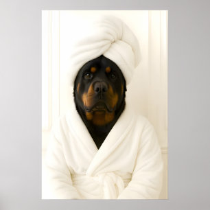 Grappige Rottweiler Badkamer Print, Rottweiler In Poster