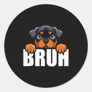 Grappige Rottweiler Bruh Schattige Rottie Hond Lie Ronde Sticker