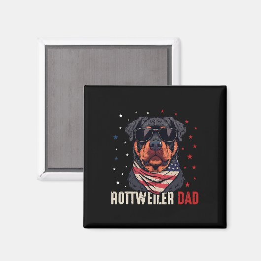 Grappige Rottweiler Dad USA sterren 4 juli vaders Magneet (Voorkant / Achterkant)