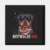 Grappige Rottweiler Dad USA sterren 4 juli vaders Magneet (Voorkant)