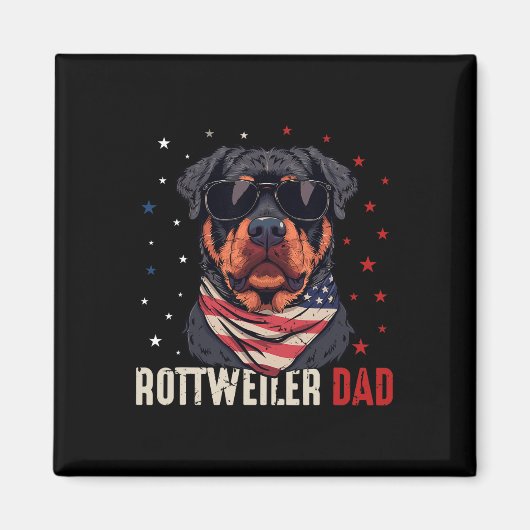 Grappige Rottweiler Dad USA sterren 4 juli vaders Magneet (Voorkant)