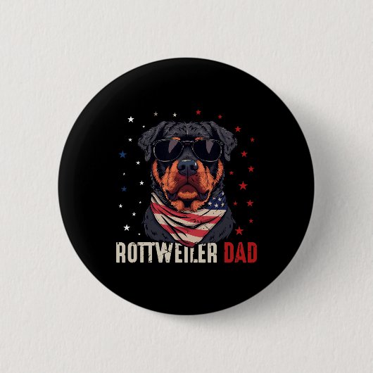 Grappige Rottweiler Dad USA sterren 4 juli vaders Ronde Button 5,7 Cm (Voorkant)