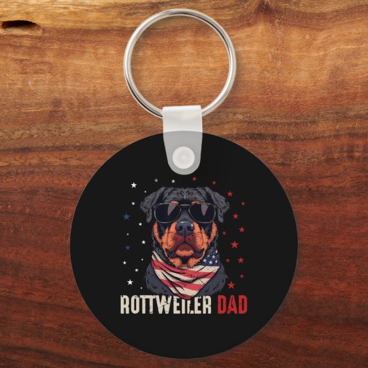Grappige Rottweiler Dad USA sterren 4 juli vaders Sleutelhanger (Voorkant)