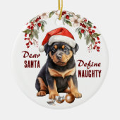 Grappige Rottweiler Definieer ondeugende kerst Keramisch Ornament (Voorkant)
