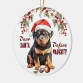 Grappige Rottweiler Definieer ondeugende kerst Keramisch Ornament (Links)