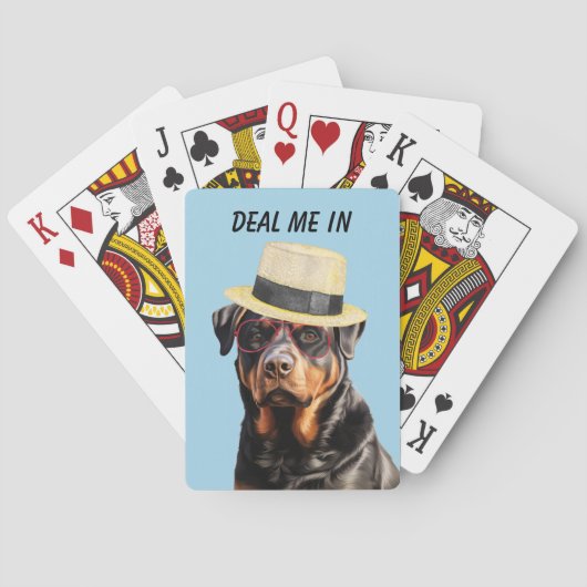 Grappige Rottweiler Dog deal me in Pokerkaarten (Achterkant)