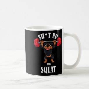 Grappige Rottweiler Fitness Squat Workout Gewichth Koffiemok