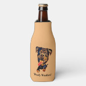 Grappige Rottweiler Hond Bottle Cooler (Fles Voorkant)