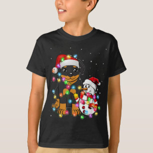 Grappige Rottweiler Hond Kerstmis Sneeuwman Lichte T-shirt