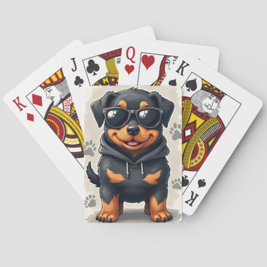 Grappige Rottweiler Kawaii Hond Pokerkaarten (Achterkant)