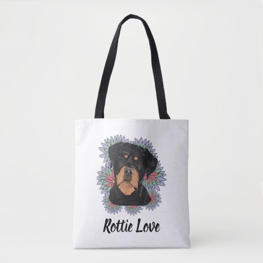 Grappige Rottweiler Kunst 'Rottie Love' Tote Bag (Voorkant)