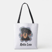 Grappige Rottweiler Kunst 'Rottie Love' Tote Bag (Achterkant)