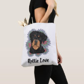 Grappige Rottweiler Kunst 'Rottie Love' Tote Bag (Dichtbij)