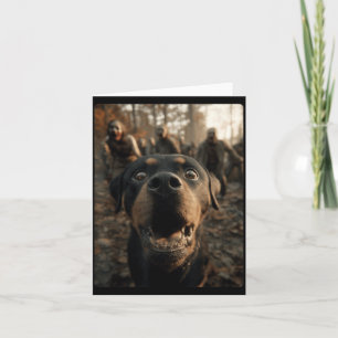 Grappige Rottweiler Selfie Met Zombies Griezelen Kaart