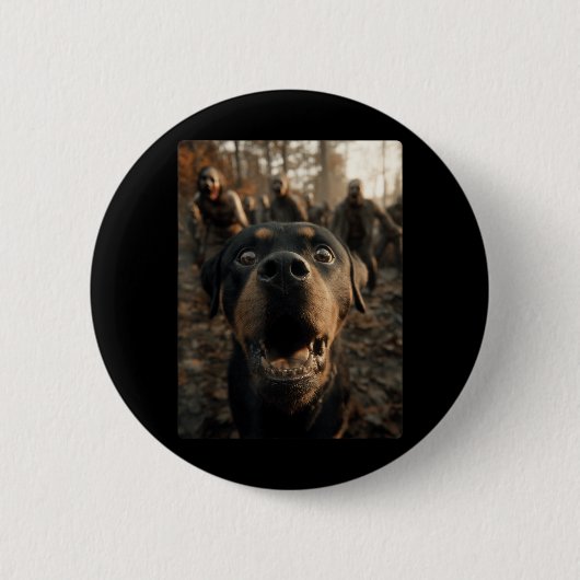 Grappige Rottweiler Selfie Met Zombies Griezelen Ronde Button 5,7 Cm (Voorkant)