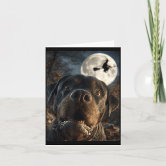 Grappige Rottweiler Selfie Volle Maan Vliegende He Kaart