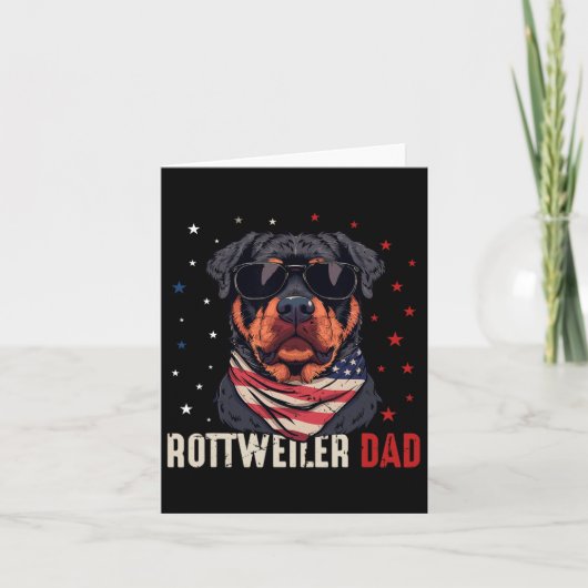 Grappige Rottweiler Vader Usa Stars 4 juli Vaderda Kaart (Voorkant)