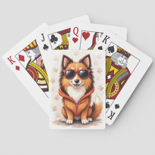 Grappige Rough Collie Kawaii Hond Pokerkaarten (Achterkant)