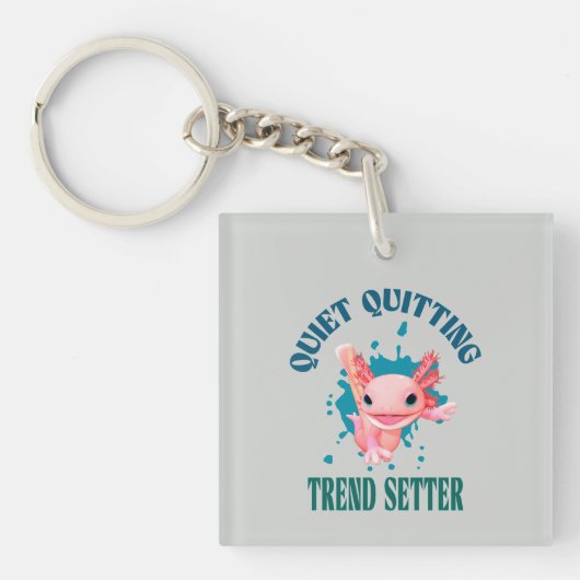 Grappige Roze Axolotl Stille Stopper Trendsetter Sleutelhanger (voorkant)