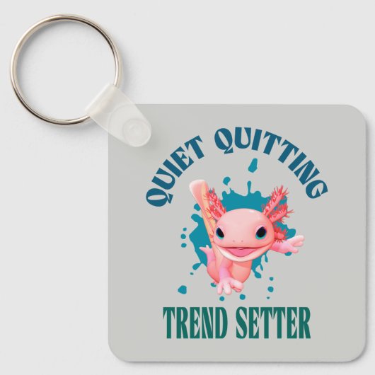 Grappige Roze Axolotl Stille Stopper Trendsetter Sleutelhanger (Voorkant)