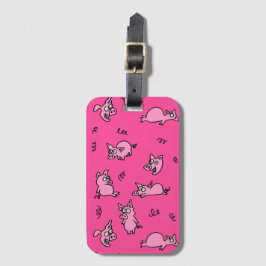 Grappige Roze Bagage Tag met Varken Bagagelabel