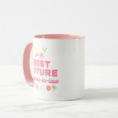 Grappige Roze Bloemstuk Beste Toekomstige Schoonmo Mok (Voorkant links)