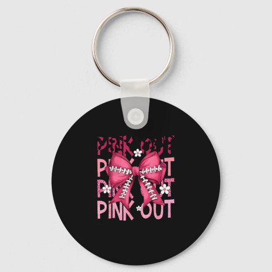 Grappige roze borstkanker game day ondersteuning sleutelhanger (Voorkant)