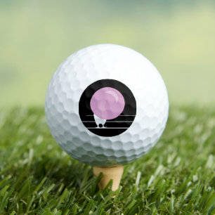 Grappige Roze Bubble Gum Vogel Op Een Draad Zwart Golfballen