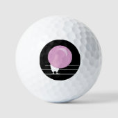 Grappige Roze Bubble Gum Vogel Op Een Draad Zwart Golfballen (Voorkant)