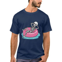 Grappige Roze Cartoon Skelet Loungende Drijfring I