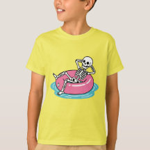 Grappige Roze Cartoon Skelet Loungende Drijfring I