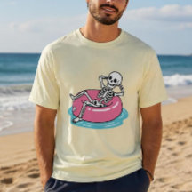 Grappige Roze Cartoon Skelet Loungende Drijfring I