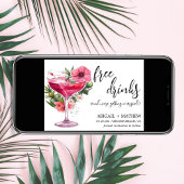 Grappige Roze Cocktail Trendy Modern Foto Bruiloft Save The Date
