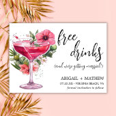 Grappige roze cocktail trendy moderne foto bruilof save the date
