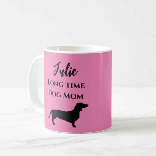 Grappige Roze Dachshond Hondenmoeder Koffiemok (Voorkant links)