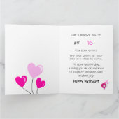 Grappige roze dame met harten Verjaardag Kaart (Binnen)