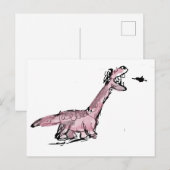 Grappige Roze Dinosaurus Ansichtkaart Briefkaart (Voorkant / Achterkant)