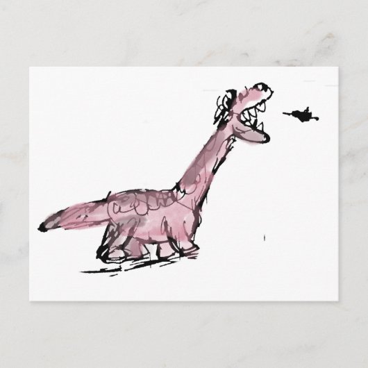Grappige Roze Dinosaurus Ansichtkaart Briefkaart (Voorkant)