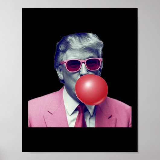 Grappige Roze Donald Trump Bubble Gum Yum Tee Poster (Voorkant)