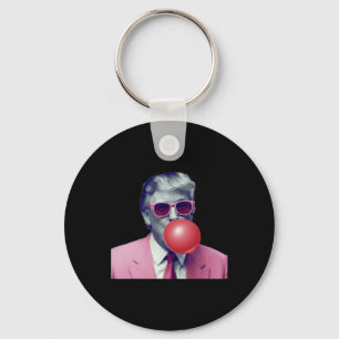 Grappige Roze Donald Trump Bubble Gum Yum Tee Sleutelhanger