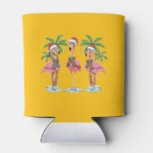 Grappige roze flamingo "Dromen van een roze kerst Blikjeskoeler (Achterkant)