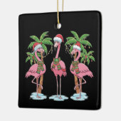 Grappige roze flamingo "Dromen van een roze kerst Keramisch Ornament (Links)