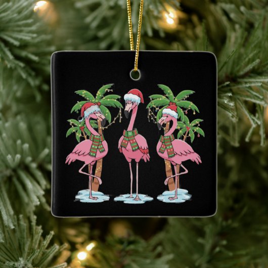 Grappige Roze Flamingo "Dromend van een Roze Kerst Keramisch Ornament (Boom)